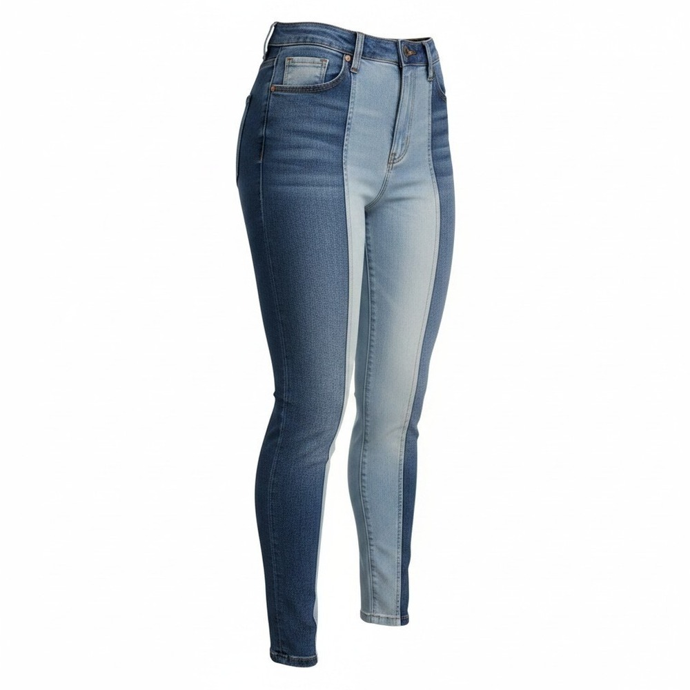 Kendall + Kylie Women's High Rise Skinny Jeans Blue Colorblock Stretch 5-Pocket